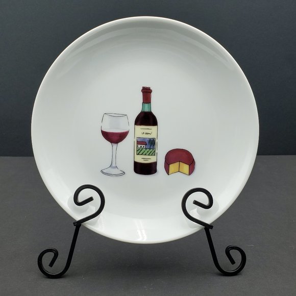 Boston Warehouse Wine & Cheese Appetizer Plates Nancy Green Dessert Snack Plates - Picture 3 of 7